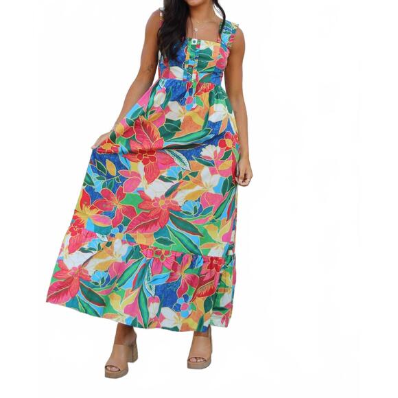 SKIES ARE BLUE Dresses & Skirts - NEW SKIES ARE BLUE ruffle tie back maxi dress in multi